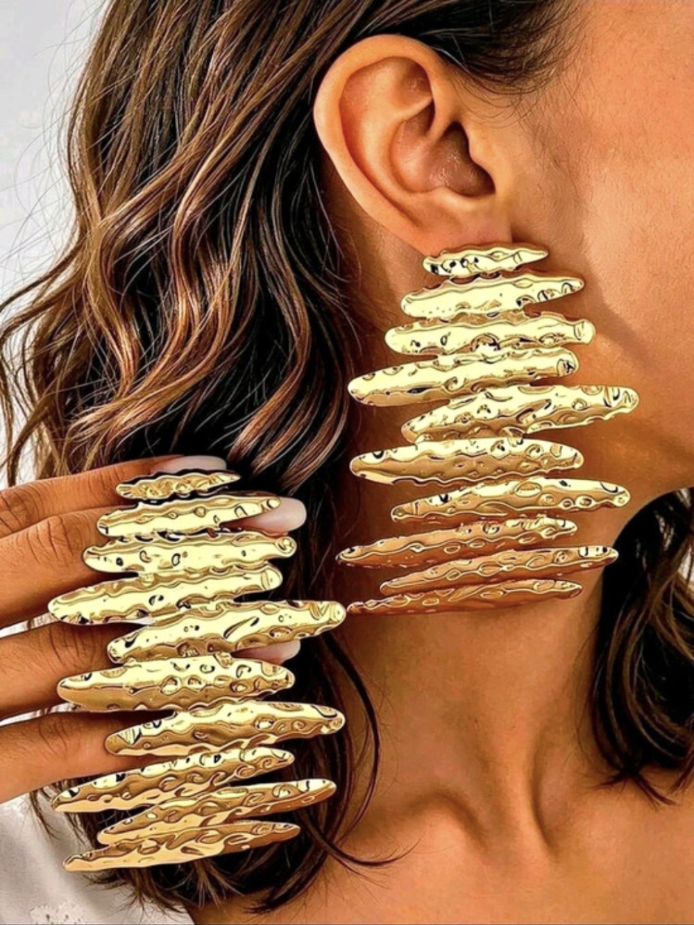 Gold Statement Earrings Like New